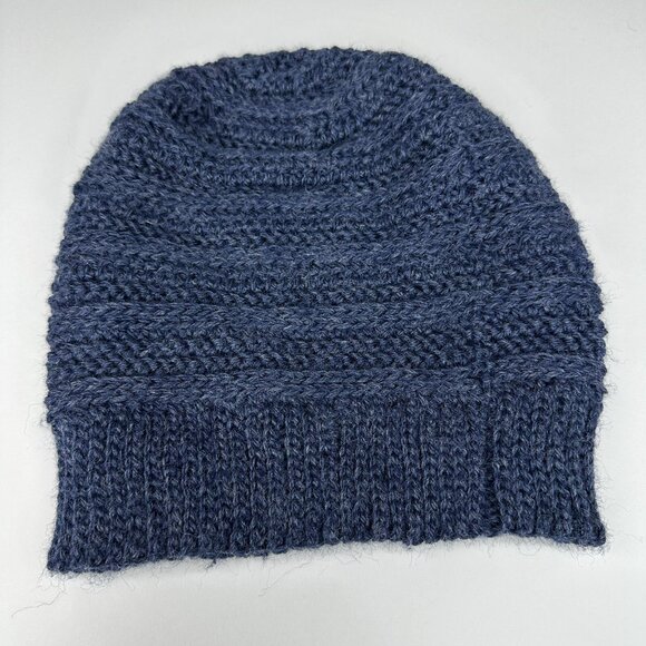 Handmade‎ New Navy Blue Merino Wool Slouchy Winter Knit Beanie -Adult Large - Picture 7 of 8